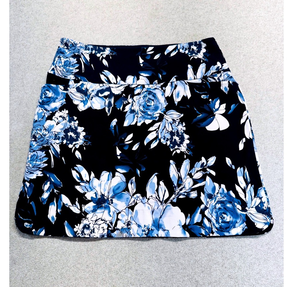 S.C. & Co. Floral Golf Skort Womens Medium Blue White Athletic Skirt Shorts
